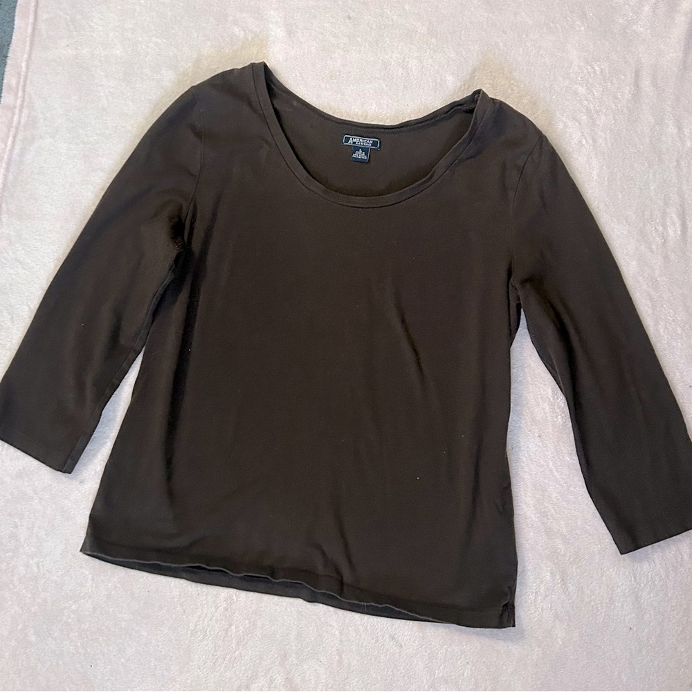 Women's Brown Quarter sleeve Top - Large